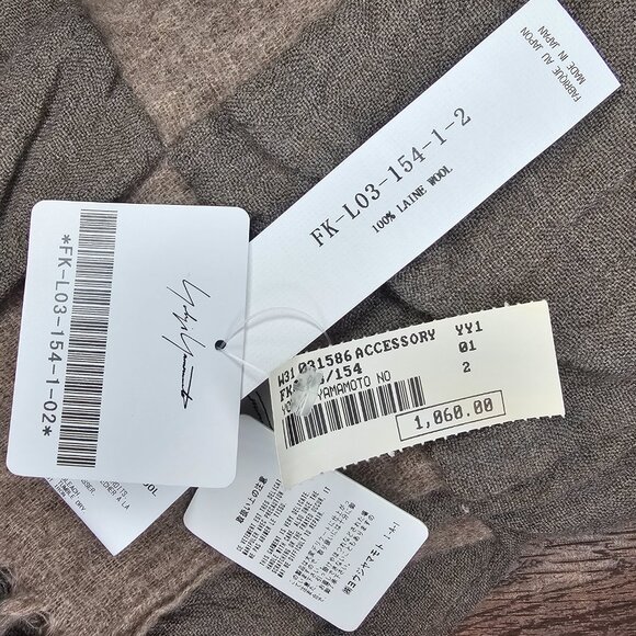 NWT!! Yohji Yamamoto 100% Laine Wool Checkered Plaid Boucle Double Scarf Wrap - Picture 10 of 10